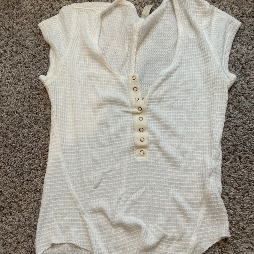 Free People Cropped Waffle Tee
